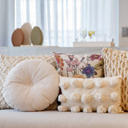 Almofada Decorativa Redonda Circle Creme Tecido Bouclé 42 cm