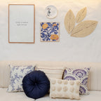 Almofada Decorativa Floral Romantic Azul com Enchimento 45 x 45 cm