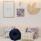 Almofada Decorativa Floral Romantic Azul com Enchimento 45 x 45 cm