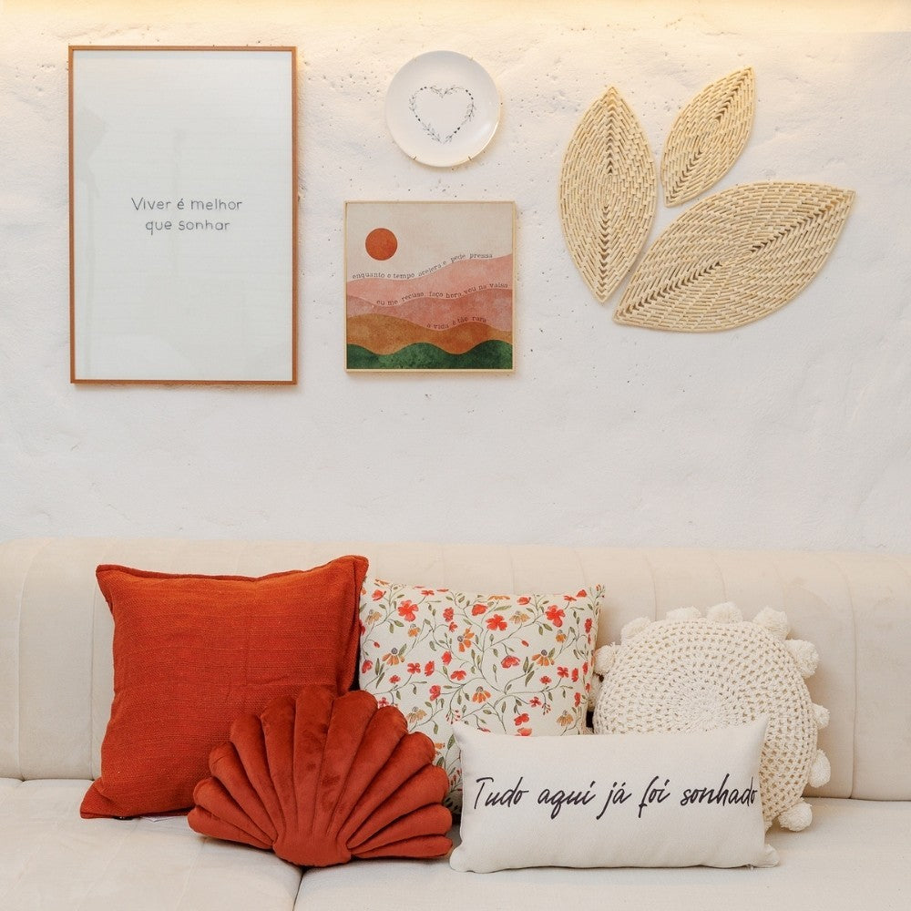 Almofada Decorativa em Forma de Concha Goiaba com Enchimento 26 x 40cm