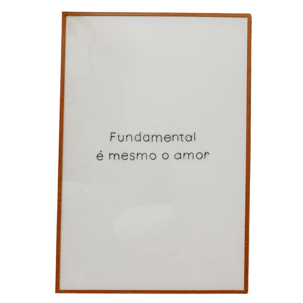 Quadro Decorativo Bordado à Mão Fundamental 40x60 cm com Moldura de Madeira e Vidro