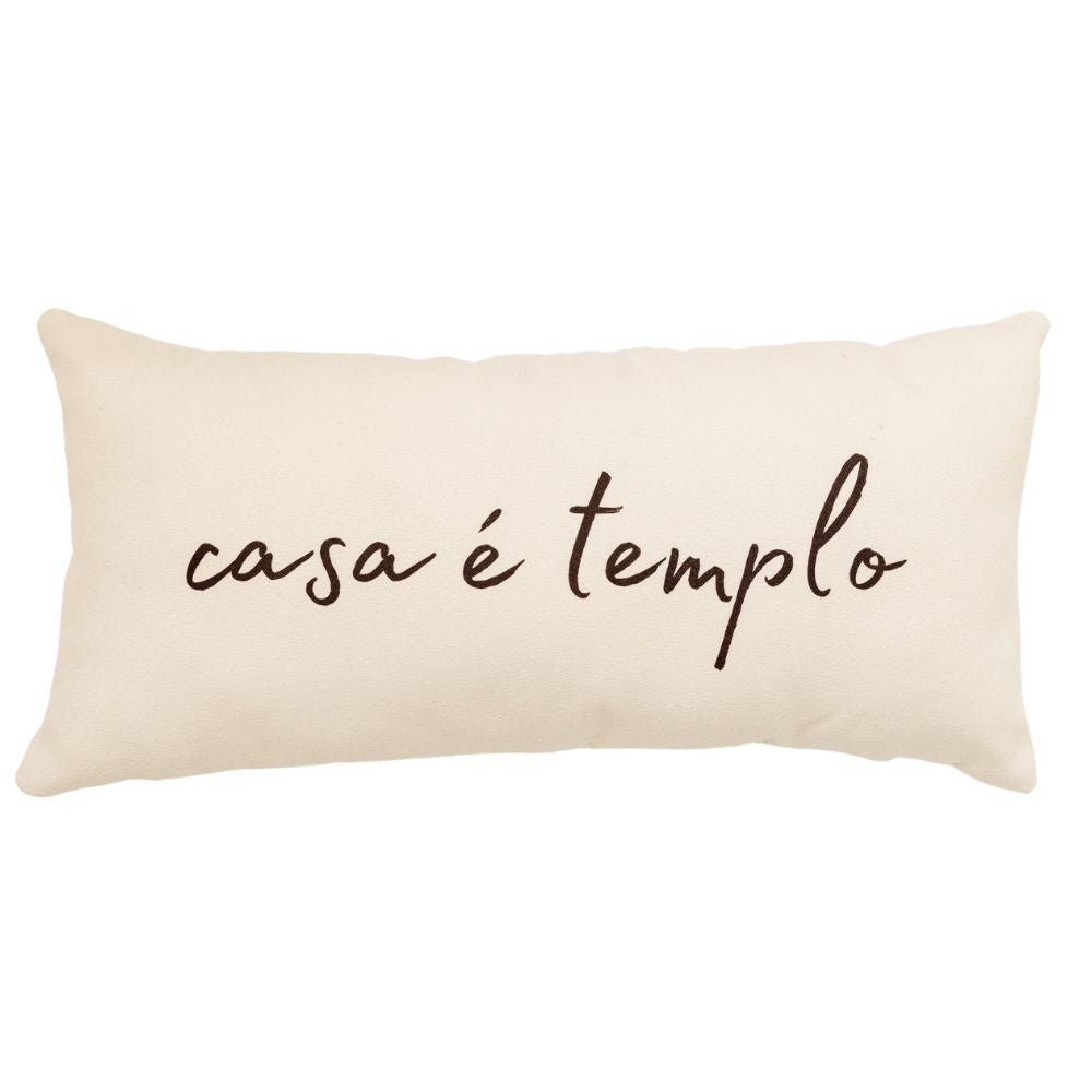 Almofada Baguete Casa é Templo Tecido em Bouclé Off White