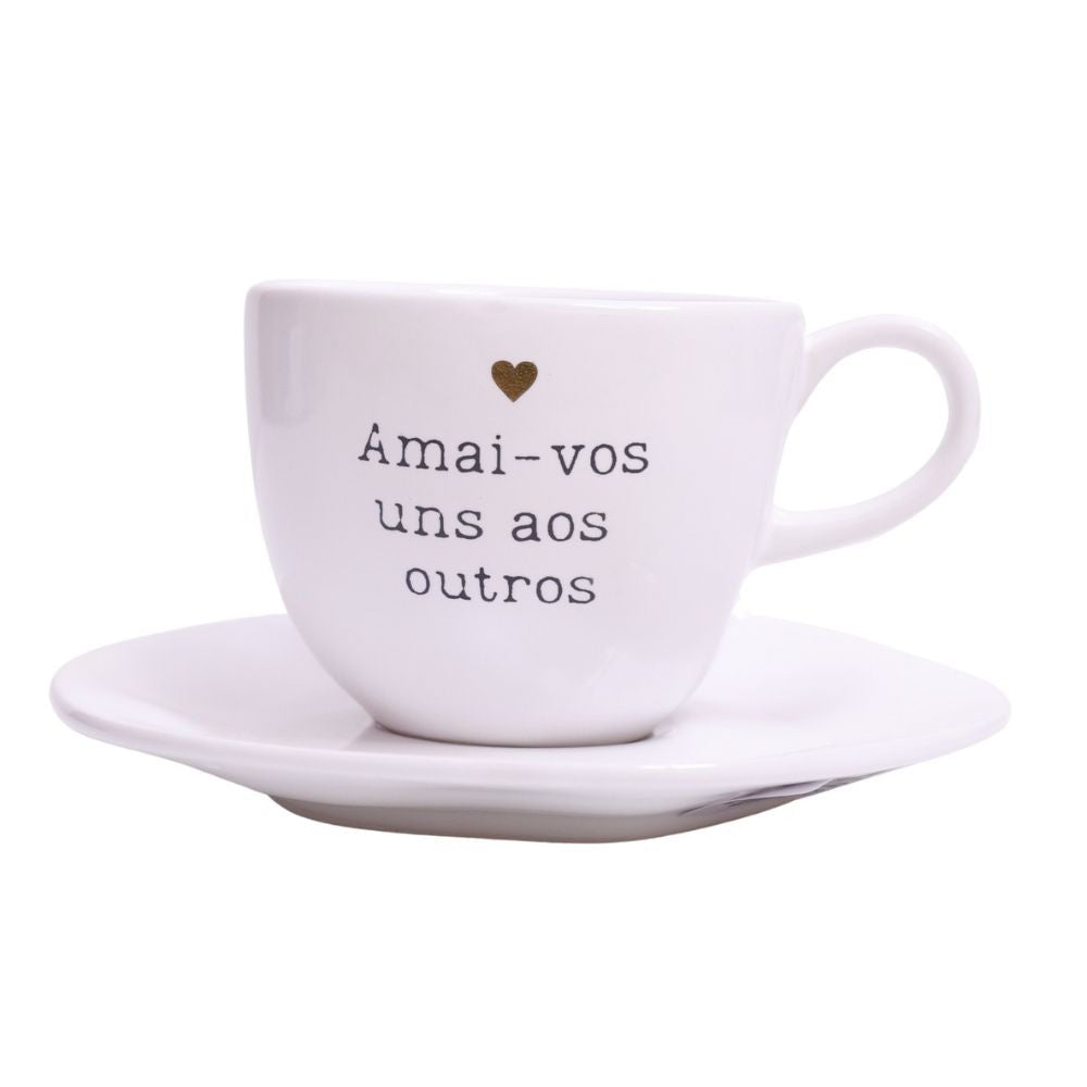 Xícara com Pires Amai-vos uns aos outros 220 ml