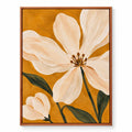 Quadro Floral Magnólia em Ocre com Moldura Filete
