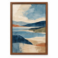 Quadro Decorativo Paisagem Abstrata Azul com Moldura de Madeira