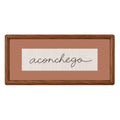 Quadro Decorativo Bordado à Mão Aconchego 21x41 cm com Paspatur Terracota e Moldura de Madeira