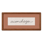 Quadro Decorativo Bordado à Mão Aconchego 21x41 cm com Paspatur Terracota e Moldura de Madeira