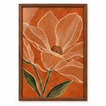Quadro Decorativo Flor Terracota com Moldura de Madeira