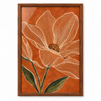 Quadro Decorativo Flor Terracota com Moldura de Madeira