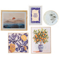 Kit Decorativo Sunset, Nosso Tempo, Floral Azul, Laranjeira e Prato Rose