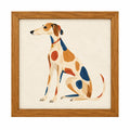 Quadro Decorativo Galgo Colorido com Fundo Claro e Moldura de Madeira