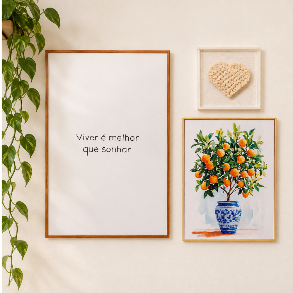 Acrílico Decorativo Coração Macramê Creme