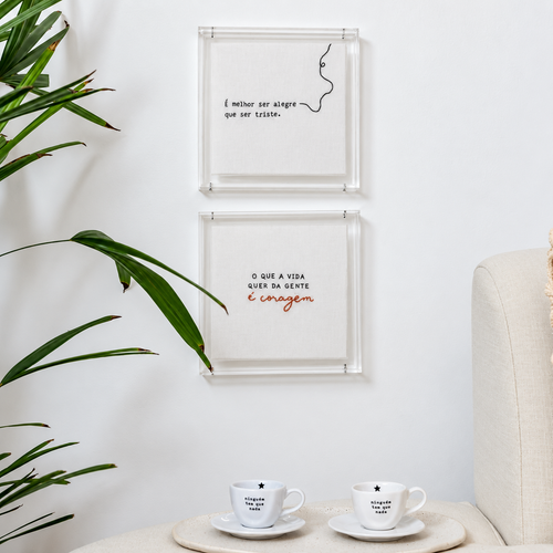 Acrílico Decorativo Bordado Alegria