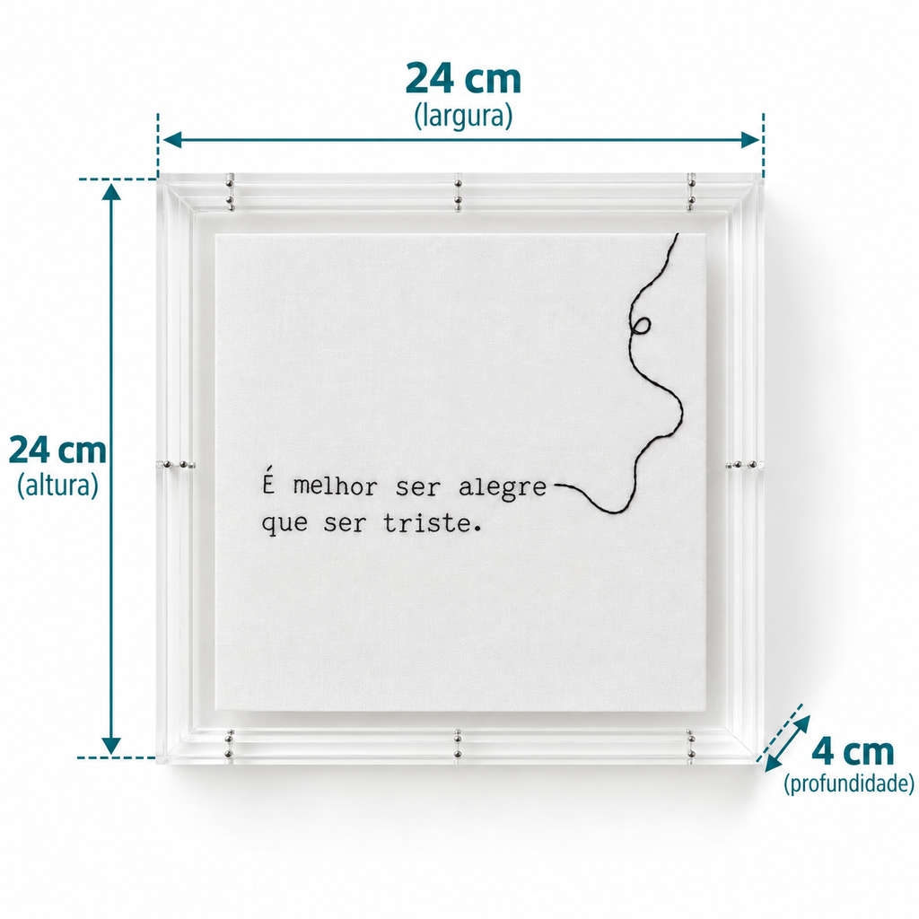 Acrílico Decorativo Bordado Alegria