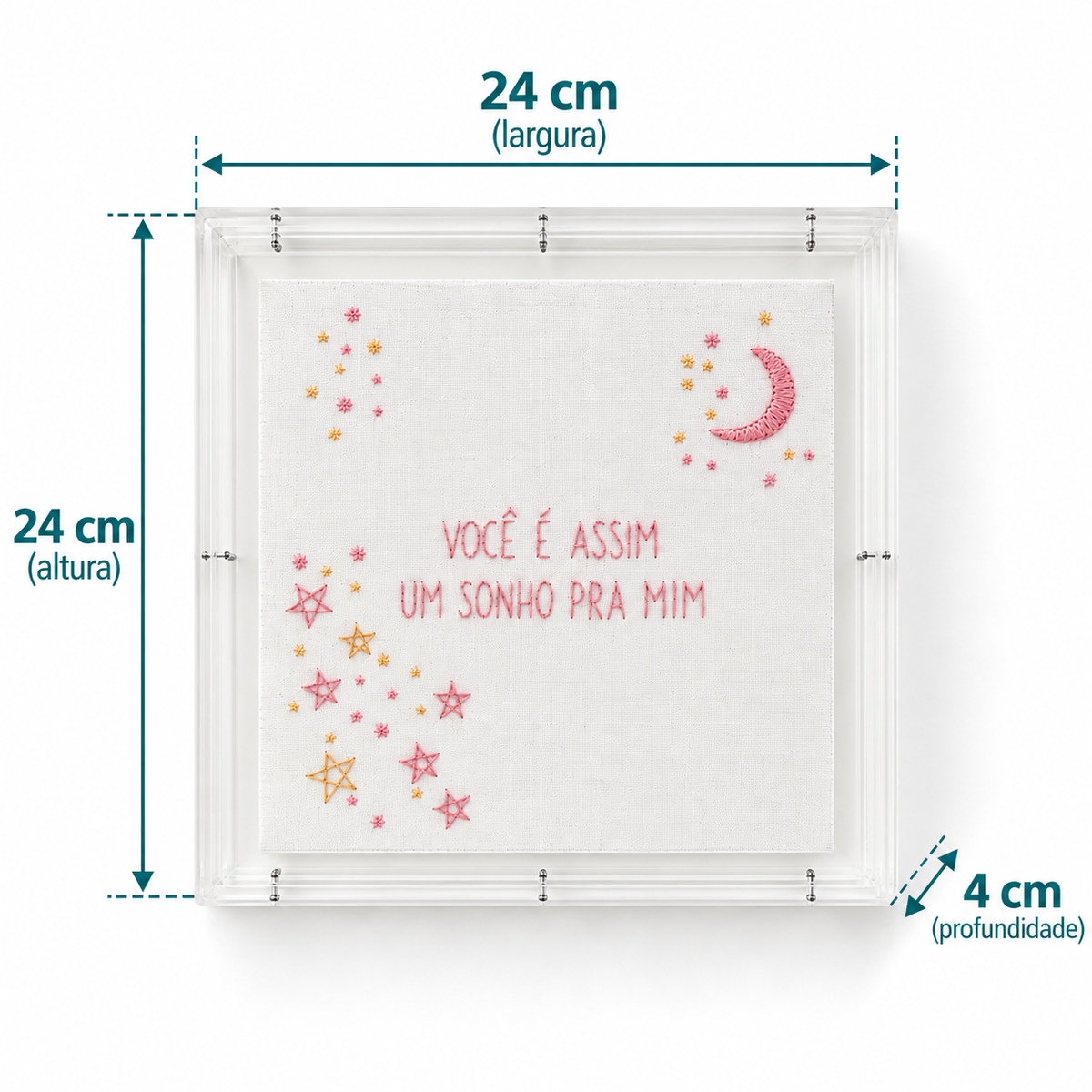 Acrílico Decorativo Infantil com Bordado Você é Assim Rosa