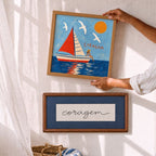 Quadro Decorativo Coragem Náutico com Moldura de Madeira