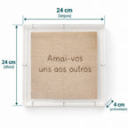Acrílico Decorativo Bordado à Mão Amai-vos uns aos outros 24x24 cm com Suporte