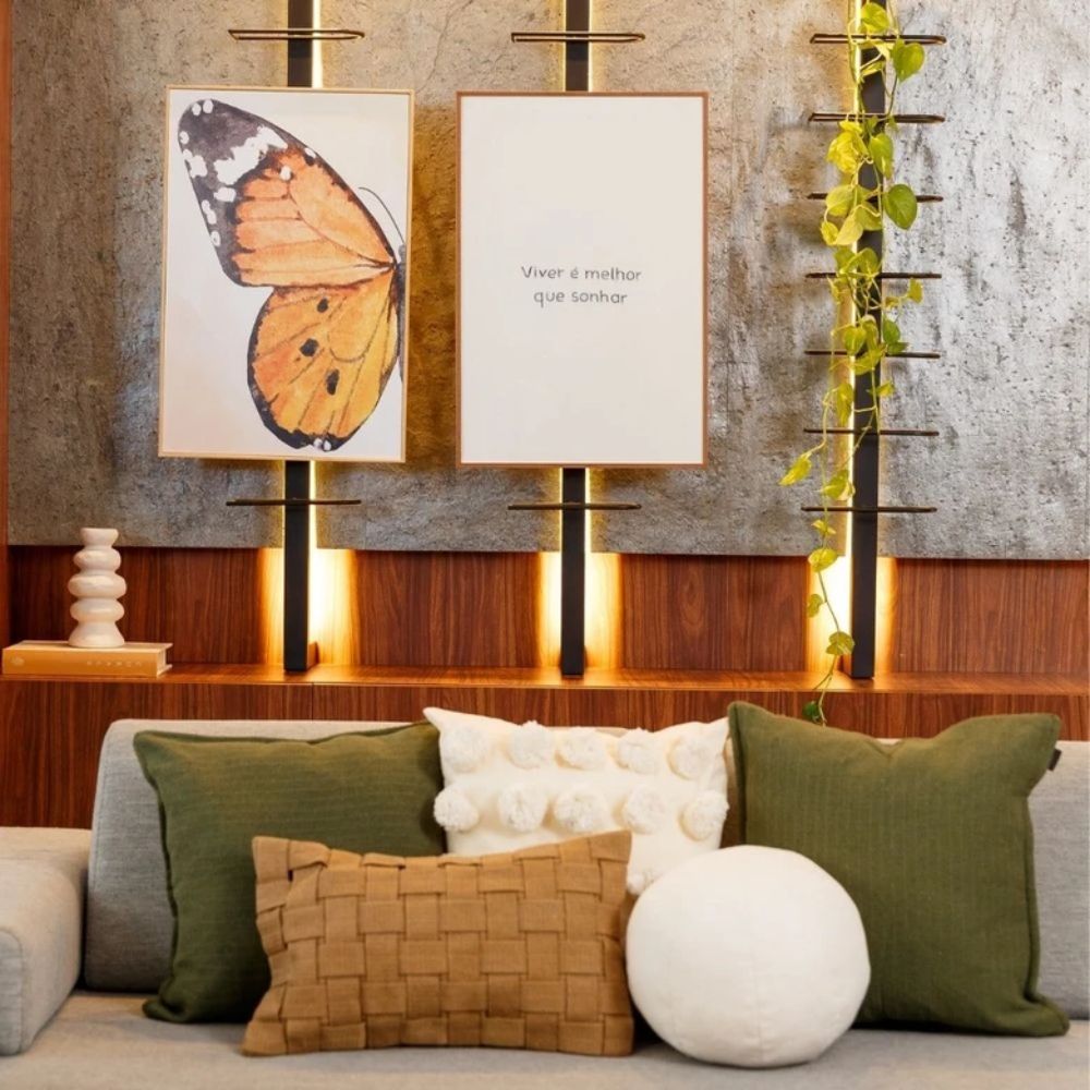 Quadro Decorativo Borboleta Papillon em Moldura Filete Tendência