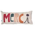 Almofada Baguete com Frase Merci em Tons Terracota 52 x 24 cm