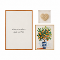 Kit de Parede com Quadro Bordado, Quadro Laranjeira e Acrílico com Macramê