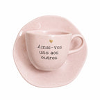 Xícara com Pires Amai-vos uns aos outros Rosa 220 ml